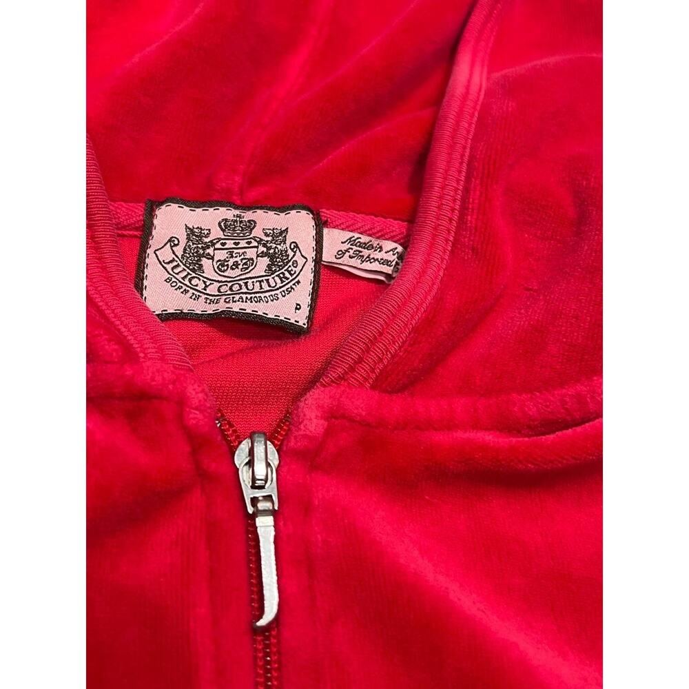 Juicy Couture Hoodie zip up velvet Y2K preppy Womens Red S petite A006837 - Picture 9 of 11